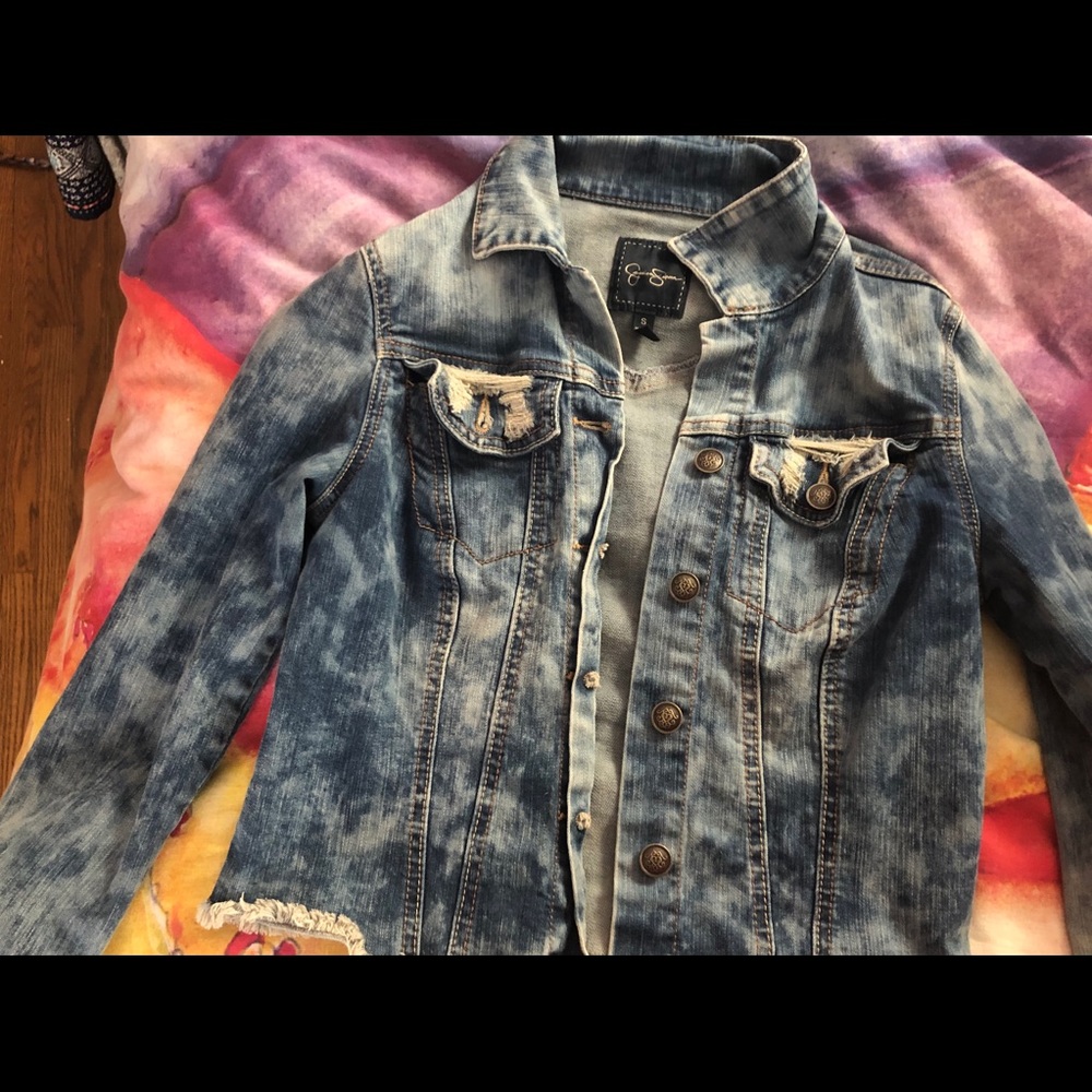 Acid Wash Distressed Jean Jacket